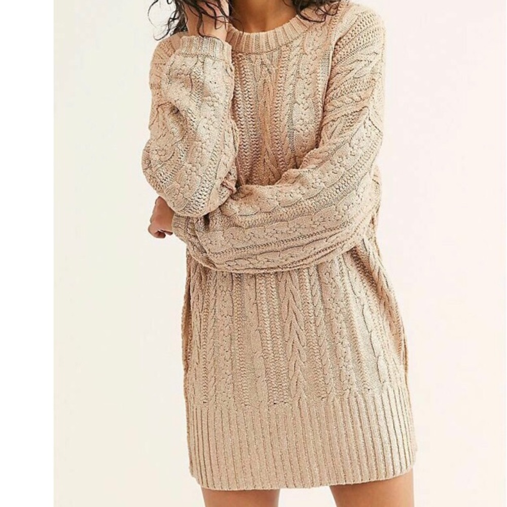 Free People Good as Gold Cableknit Sweater